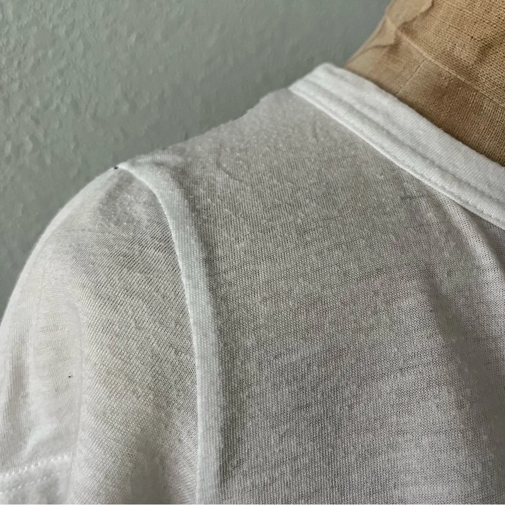 SOLD SACAI sz 2 S WHITE Linen Tee Flare Back Floral Print Short Sleeve Tshirt - Picture 9 of 12